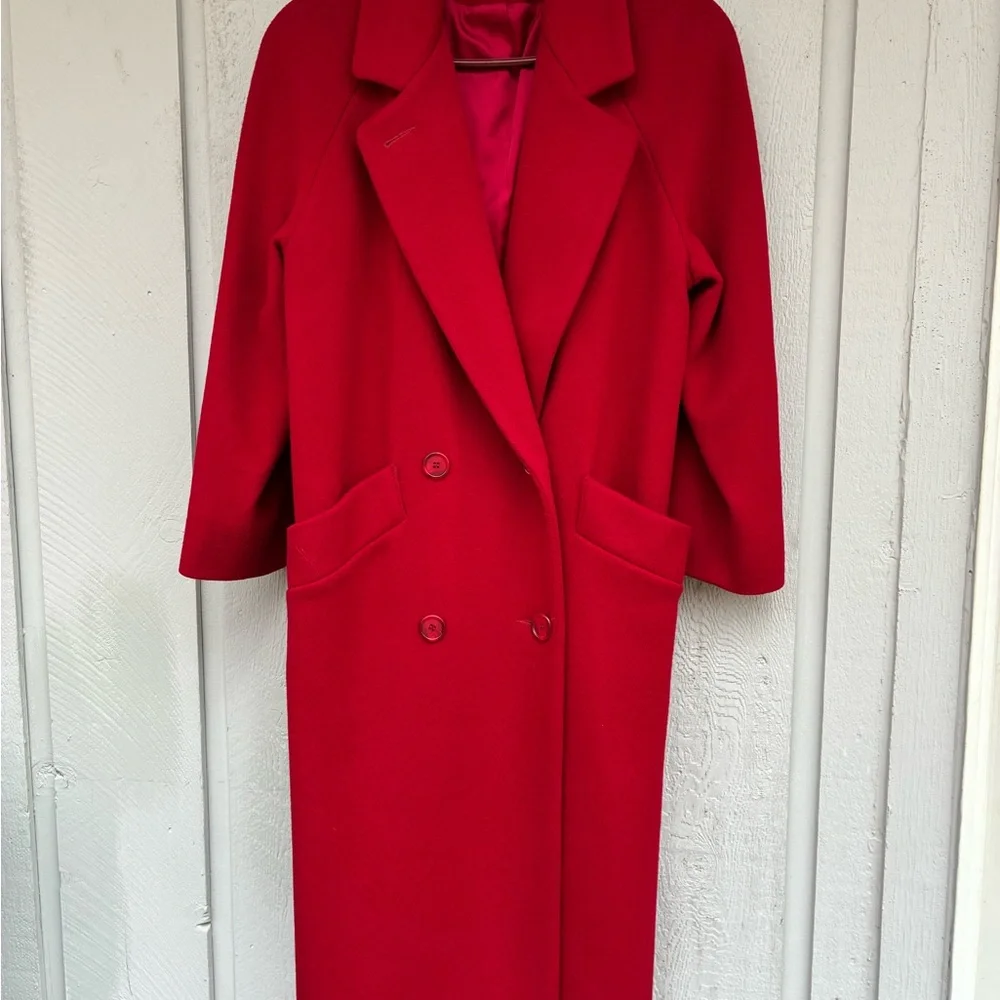 Elegant Vintage Talbots Red Wool Coat 2P – Classic Long Winter Style - Picture 2 of 11